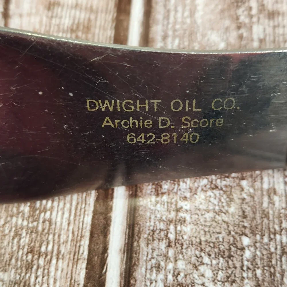 Vtg ICE CREAM SPADE SCOOP Stainless Steel Wooden Handle Japan Dwight ND Oil Co.